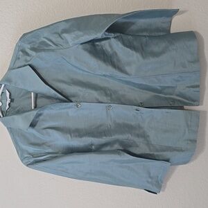 CONNIE ROBERSON Green, Silk Shatung Shirt and Shell Set